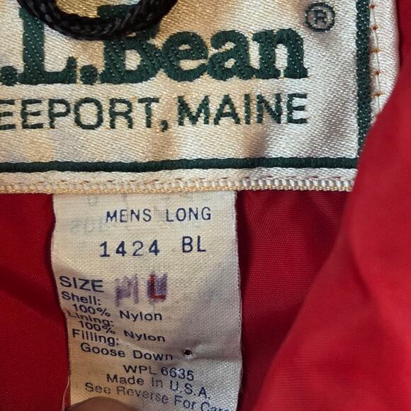Vintage L.L. Bean Goose Down Puffer Vest Men’s Long 1424BL Made USA Red - Picture 3 of 7